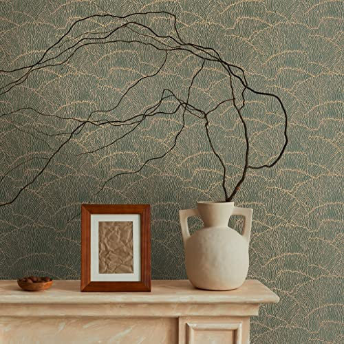 BRICOFLOR Muster Tapete grün braun ideal für Wohnzimmer und Schlafzimmer Boho Vliestapete im Ethno Style modern