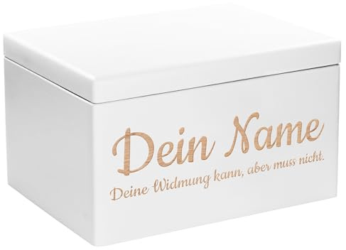 LAUBLUST Große Holzkiste - Personalisiert mit Individueller Wunsch-Gravur - 40x30x24cm, Weiß, FSC® - Geschenk-Kiste | Aufbewahrungskiste | Erinnerungs-Box