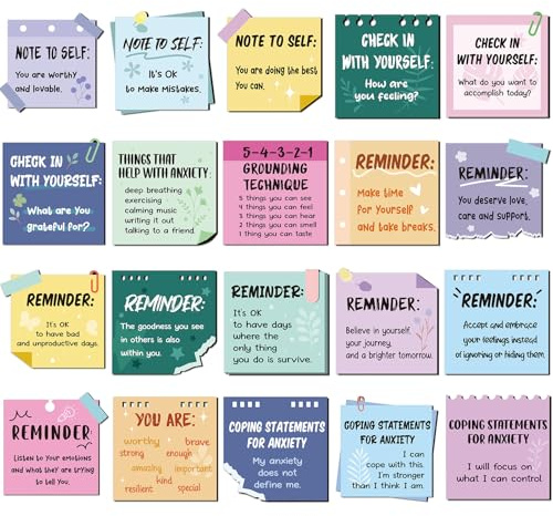 300 Pcs Mental Health Stickers Motivational Affirmation Stickers Mental Health Awareness Items Positive Waterproof Laptop Bottle Feelings Decor for Mindfulness Train Adult Employees(Vibrant Color)
