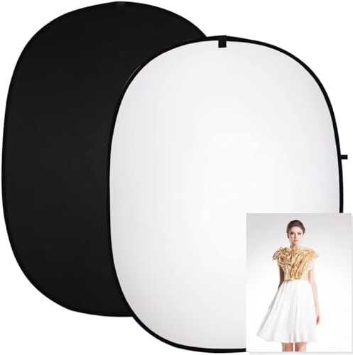 XPAISYQC 5x6.5ft Black White Double-Sided Foldable Portable Backdrop | 2-in-1 Backdrop Outdoor, Large Studio Live Streaming Portrait Product Photography Chromakey Effects Special Background Screen