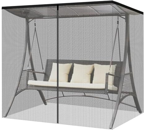 Garden Swing Seat Mosqui-toes Netting,2-3 Seater Outdoor Patio Swing Chair Mosqui-toes Net,Hanging Swing Chair Outdoor Mosqui-toes Nets Mesh with Zipper,Mosqui-toes Curtains for Patio