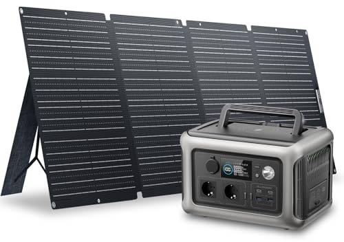 ALLPOWERS R600 générateur solaire avec panneaux solaire pliables de 200W | IP66 étanche, 299Wh batterie LiFeP04, Chargement rapide sans fil 15W, Énergie solaire MPPT pour camping, extérieur, jardin