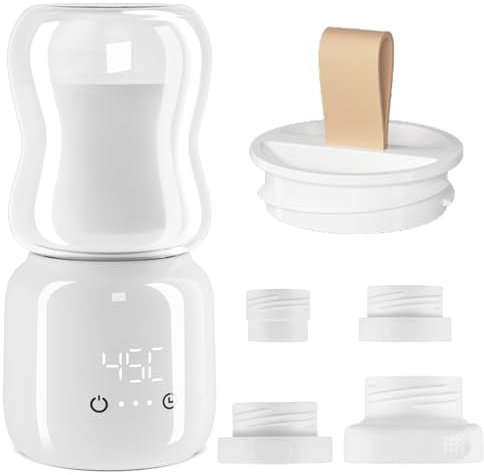 Kocusu Baby Flaschenwärmer Akku 10000mAh,Flaschenwärmer to Go mit Leuchtend,Flaschenwärmer für Unterwegs mit 4 Adapters,Flaschenwärmer Baby Unterwegs mit Anzeige,4 Temperatur Einstellbar für Reisen