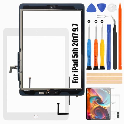 Atwist Écran Tactile Numériseur pour iPad 9.7 2017 5ème Génération A1822 A1823 - pour iPad5 Écran Tactile Remplacement Verre Blanc avec Home Button, Pas LCD Display