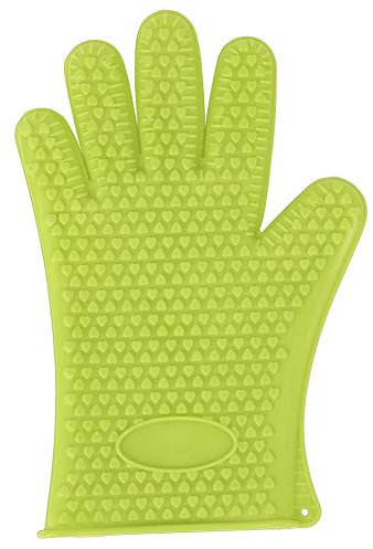 Ofenhandschuhe, 2 Stück, Kochhandschuhe, Silikon-Räucherofenhandschuhe, rutschfeste Ofenhandschuhe mit Fingern, Silikon-Räucherofenhandschuhe (Grün)