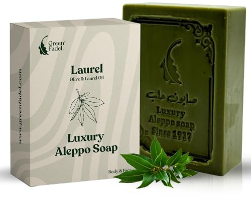 GREEN FADEL Aleppo Seife Luxury Lorbeer, Olivenöl, ca. 100 g | Olivenölseife, Naturseife, handgemacht, mit Lorbeeröl, für Gesicht, Körper und Hände, plastikfrei verpackt