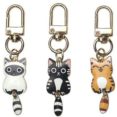 LunarCharm 3 Stück süßer Katzen-Schlüsselanhänger, Geschenke für Katzenliebhaber für Frauen und Männer, Geschenke mit Katzenmotiv, Mini-Schlüsselanhänger, Taschenanhänger