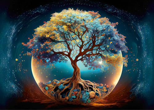 Ulmer Puzzleschmiede - Puzzle 2000 Teile „Mythischer Lebensbaum“ - Spirituelles Puzzlemotiv mit dem Baum des Lebens als Symbol für Kraft, Gesundheit & Unsterblichkeit
