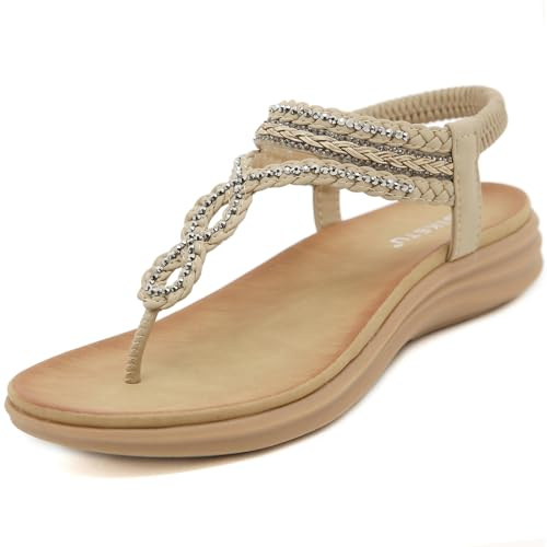 ZDQ Sandalias Mujer Verano Plana Comodas Bohemio Casual Sandalia