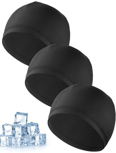 MELLIEX 3 Stück Cooling Fahrradmütze Unter Helm, Atmungsaktiver Eisseidenhut Sommer Sportmütze Multifunktionale Skull Cap für Herren Damen