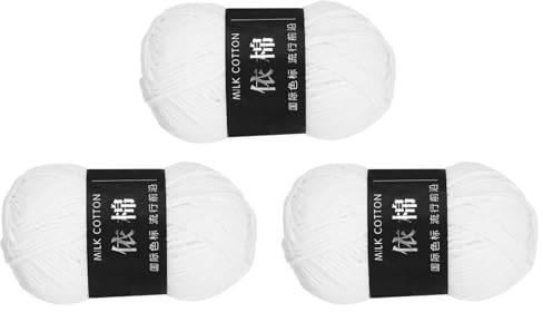 sourcing map 3 Skein Cotton Yarn, 60% Cotton, 40% Acrylic Knitting Yarn for Crocheting Each of 141g/4.97oz(Per Skein 80m/87.5 Yard) / White