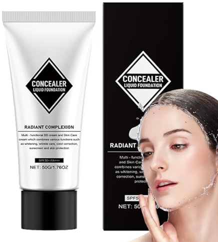 Full Coverage Concealer Foundation,1.76oz Color Adjusting Foundation | Hydrating Tone Correction Liquid Base Makeup, SPF 50+ BB Cream, Long-lasting Oil Control