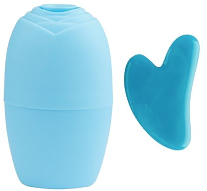 Bojueshaw 2PCS Facial Ice Roller Silicone Face Massager – Reusable Cooling Tool for Skincare, Puffiness Relief & Pore Minimising(Blue)