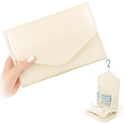 EPEDAL24 Sanitary Napkin Storage Bag, Period Pouch with 4 Compartments & Hanging Hook, Tampon Bag Organizer for Feminine Care Products — Holds Pads, Wipes, Panties, Pain Meds | School, Work, Travel