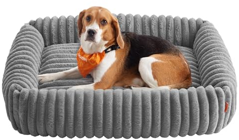 Feandrea Panier pour Chien, Panier Orthopédique de Taille Grande, Coussin Chien Lavable, Moelleux, Rembourrage Doux, 91 x 68 x 18 cm, Gris Tourterelle PGW312GD01