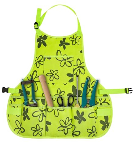 Alaoo Delantal de Jardín,Delantal de Jardín Tela Oxford,Ajustable Impermeable Garden Apron con 14 Bolsillos,Multifunción Herramientas Jardinero Delantales para Herramientas Jardinero Huerto Cocina