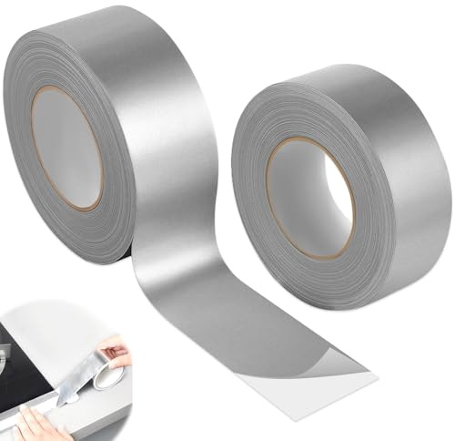 2Pcs Dichtband Aluminium Klebeband, 5cm x 50m Wasserfest Lsolierung Alu abdichtband, Silber Hitzebeständiges Dampfsperre Selbstklebend Aluminiumband für Kücheninstallationen, Versiegeln, Reparieren