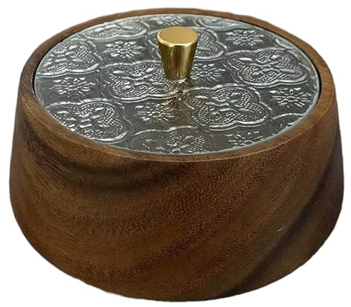 Joygoodta Salt Cellar with Lid Wooden Salt Bowl 5.3x5.3x2.4 inch Sugar Holder for Kitchen Countertop Seasoning Cellar