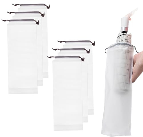 6 pièces Housse Parapluie, Parapluie de Sac, Sacs à Parapluie humides, Housse Parapluie, Sac de Rangement pour Parapluie en Plastique translucide pour Parapluies Pliants (33 x 13 cm)
