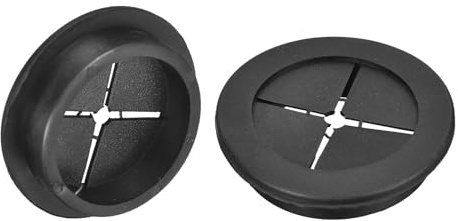 Unifizz 2 Pcs Rubber Cable Grommets, 2 Inch Desk Wire Pass-Through Plugs, Soft HP Rubber Hole Covers for Office Worktops, Computer Cables and Cord Management – Black