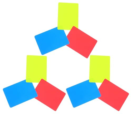 VICASKY Lot de 9 Set de Cartons d’Arbitre en PVC Épais Rouge Jaune et Bleu Jeu Professionnel de Cartes d’Arbitrage pour Football et Sports Signalisation Visible pour Matchs Officiels