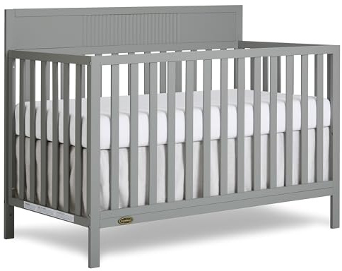 Dream On Me Ivy 5-in-1 Convertible Full-Size Baby Crib in Seagrass, GreenGuard Gold & JPMA Certified, 3 Mattress Heights, Converts to Toddler, Day & Full-Size Bed, Safe & Stylish Nursery