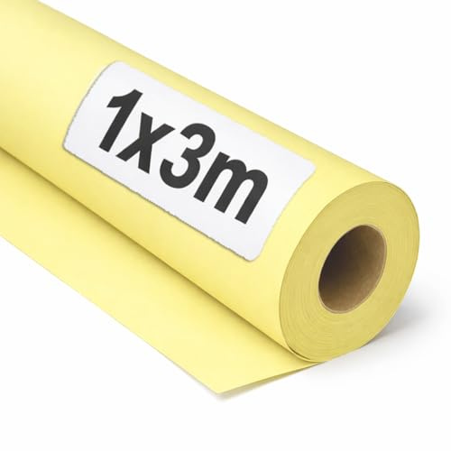 OFITURIA Papel Kraft Amarillo Pastel - Rollo 1x3m - 1 Rollo - Papel de Embalaje y Regalo - Manualidades y Patrones de Costura - Resistente y Fácil de Cortar
