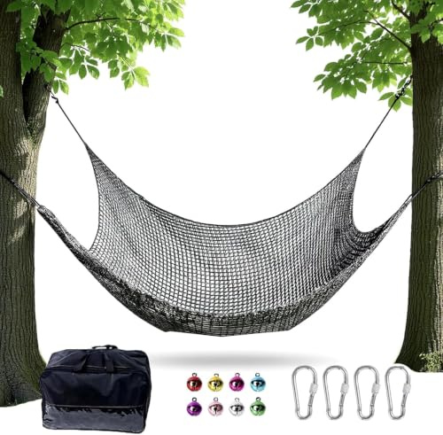 Mlijzard Double Layer Climbing Net 9.8'×9.8',Heavy Duty Safety Cargo Net for Indoor Play Areas,Outdoor Activity Bases,Resting Platforms,and Party Decorations (black)