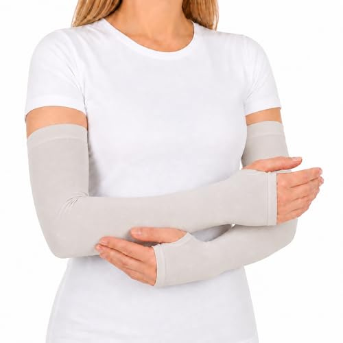 CAYLEKI Lightweight Breathable Nylon Spandex 50+ Arm Sleeves - Four-Way Stretch Non-Slip Snug Fit for Men Women Cycling Running Gardening