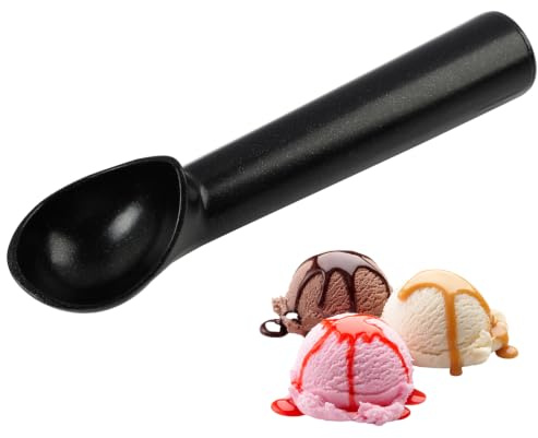 1 Pieza Cuchara de Helado Negra, Cuchara Antiadherente de Aleación de Aluminio para Helado Duro Sorbete, Fácil de Limpiar