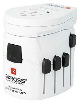 SKROSS PRO World 1.302530 world travel adapter for all 2/3-pin devices and USB, in white