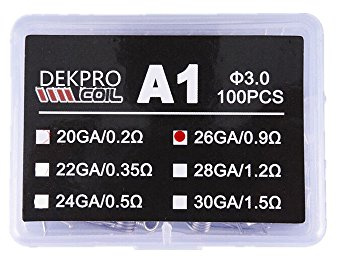 DEKPRO 100PCS Kanthal A1 Wickelhilfe Selbstwickler Set - Alien Clapton Coils Kit Mit Vorgefertigten Coils (Durchmesser 3.0/26GA/0.9ohm)