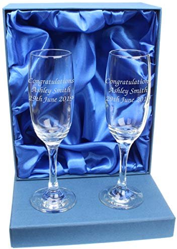 Go Find A Gift Personalised Engraved Pair of Glass Champagne Flutes