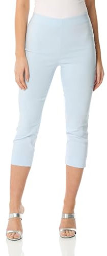 Roman Originals Cropped Trousers for Women UK Ladies Capri Leggings Summer Pants Short Crop Stretch 3/4 Length Three Quarter Pedal Pusher Clothes Elasticated Bengaline Cut Off - Light Blue - Size 14