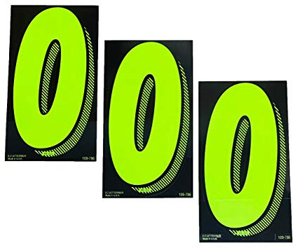 EZ Line Vinyl Decals for Cars Chartreuse Large Number Stickers Windshield Pricing Number (Number 0)