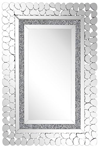 Beliani Moderner Wandspiegel mit Rahmen Silber rechteckig 60x90 cm Pabu