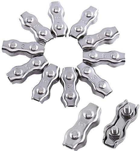 12 Stück Drahtseile Edelstahl Kabelklemme, Duplex Drahtseilklemme, 304 Edelstahl Drahtseile Clip, Dauerhaft Duplex rostfreier Stahl Drahtseilklemmgriffe für Takelage Seil, Draht, Kabel