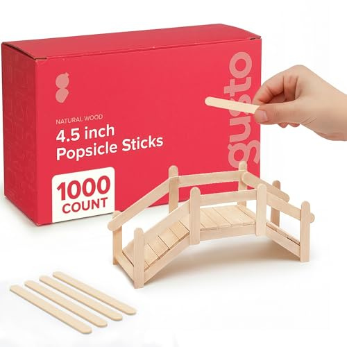 GUSTO [1000 Stück] 11,4 cm große Mehrzweck-Eisstiele aus Holz für Handwerk, Eis und Eis - Formerly Comfy Package | Lebensmittelechtes, glattes, splitterfreies Naturholz, biologisch abbaubar, umweltfreundlich, zum Basteln und Eis
