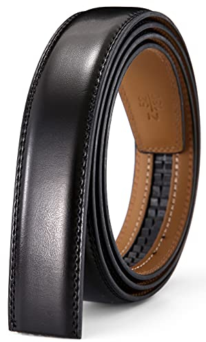 Nelbons Herren Gürtel Ratsche Automatik Gürtel für Männer 30mm Breit Ledergürtel, Ohne Schnalle (Schwarz, Länge 130cm Geeignet für 28-45 taille)