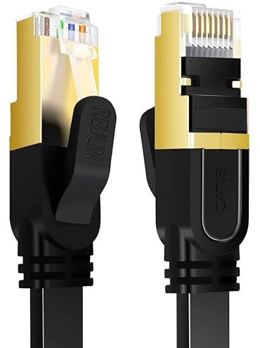 Reulin Ultra-Flexible CAT8 Flat Ethernet Cable 4M Long, High-Speed CAT 8 Internet Cable 4 M, LAN Network Cable 40Gbps 2000MHz Speed [ 4.0 Metres ]
