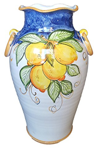 Generico Portaombrelli con Limoni in Ceramica di Vietri Fatto e Dipinto a Mano Altezza 50 cm Diametro 30 cm Giara Anfora Maiolica Terracotta per Interno ed Esterno