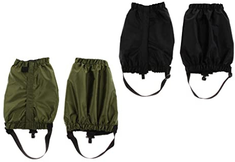 Easnea 2 Pairs Gaiters, Low Snow Ankle Gaiters for Women & Men & Youth Outdoor Hiking Walking Backpacking, Lightweight Waterproof Adjustable Black Army Green