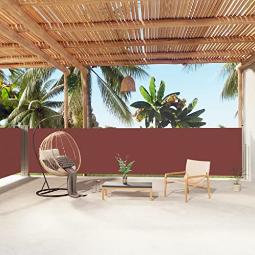 vidaXL Toldo Lateral Retráctil Jardín Separador Terraza Balcón Patio Exterior Pantalla Privacidad Solar Viento Enrollable Marrón 140x1000 cm