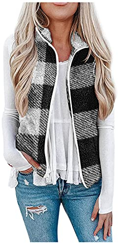 Damen Fleeceweste Winter Warm Plüschweste Ärmellos Fleecejacke Hoodie Teddy Jacke Faux Fur Plüsch Weste Pullover Winterjacke mit Kapuze Leicht Casual Einfarbig Übergangsjacke (02 Grau, M)
