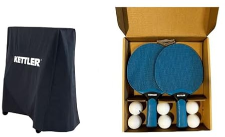 KETTLER Tischtennis Sparpaket Cover I Outdoor Tischtennisschläger Set & Abdeckhaube Schwarz I Komplettset für Tischtennisplatten I Wetterfeste Schutzhülle I Hochwertige Outdoor Schläger