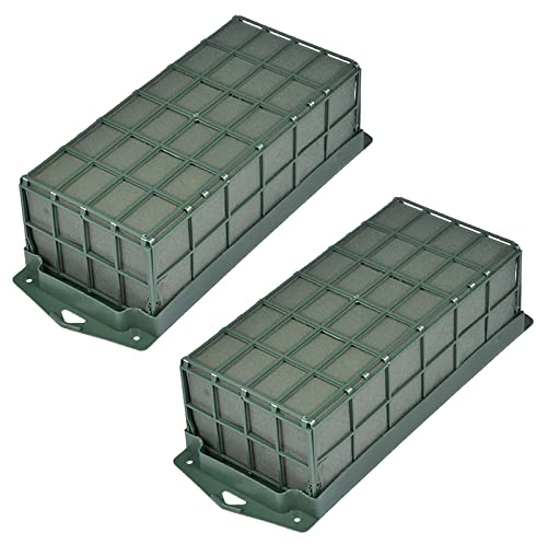 Steckschaum für Frischblumen, 2 Stück Steckmasse für Blumengestecke, Steckschwamm zum Basteln, Steckschaum mit Gitter, Blumensteckschaum für Mittelstück, Feiern, Hochzeit und Geburtstag Dekoration