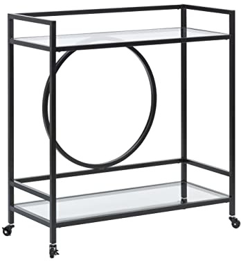 Sauder International Lux Bar Cart, Black Finish