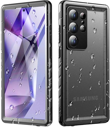 Cozycase Top 360 Vattentätt Stöttåligt Skal för Samsung Galaxy S24 Ultra Fodral, Waterproof Shockproof S 24 Ultra Case med Full Skärm Kamera Skydd Skärmskydd KameraskyddHårt Mobilskal Svart