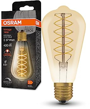Osram Dimmbare LED-Lampen, Vintage-Edition, 37 Watts Ersatz, E27, G95-shape, 2200 Kelvin, Warm Comfort Light, Klares Glas, single Pack