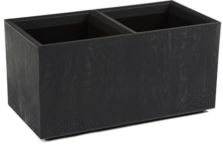 Kreher XL Pflanzkasten Karo in verschiedenen Formaten und Farben. Tolle Beton Optik in Grau oder Anthrazit! Aus robustem recyceltem Kunststoff! (72 Liter (rechteckig) Anthrazit)